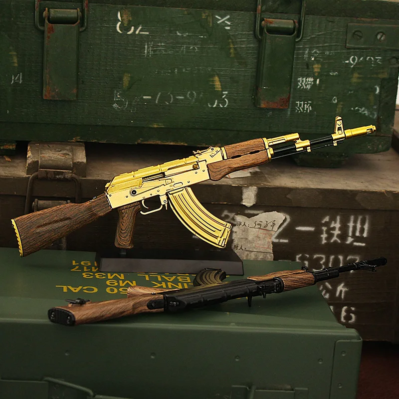 AKM Model Realistic AK47 Gun Model Metal Toy Guns Ak47 Miniature Assembly Gun Model Ornaments For Adults