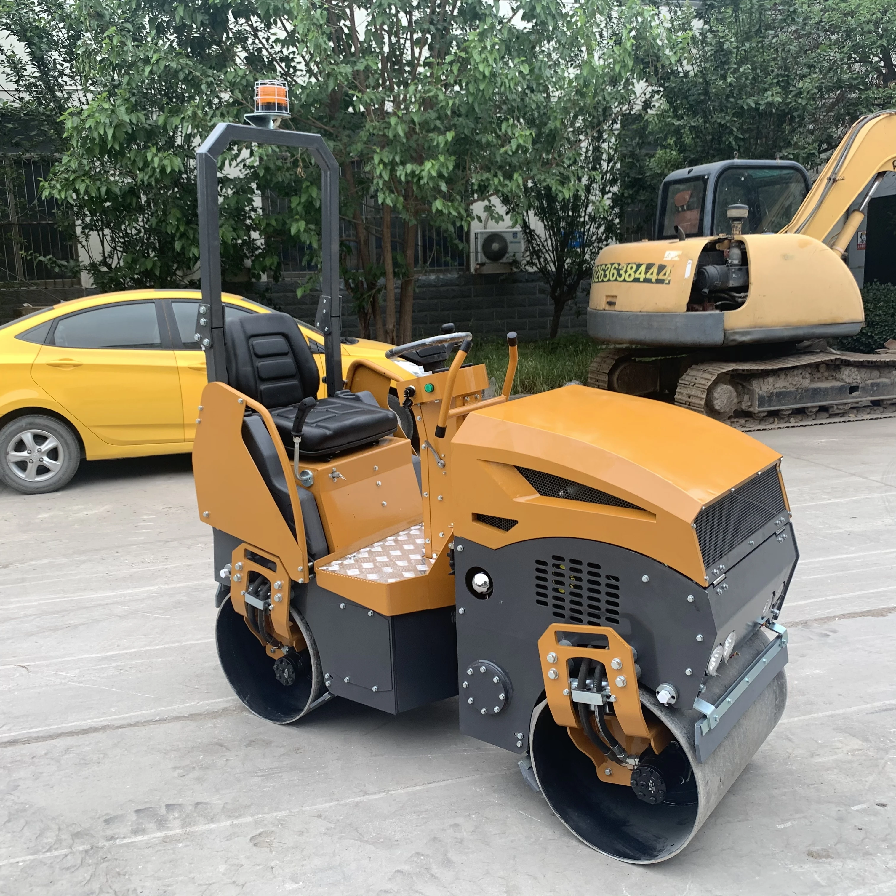 1000kg Double Drum Single Vibratory Road Roller Hydraulic Steering Pump Price Compactor