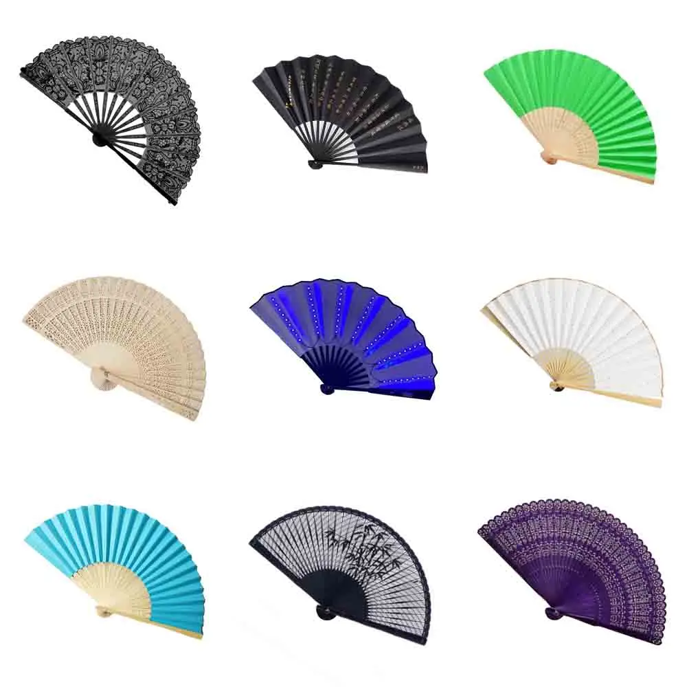 2024 Wholesale Custom Printed,Logo Folding Hand Held Holding Fan Wedding Paper Fans/
