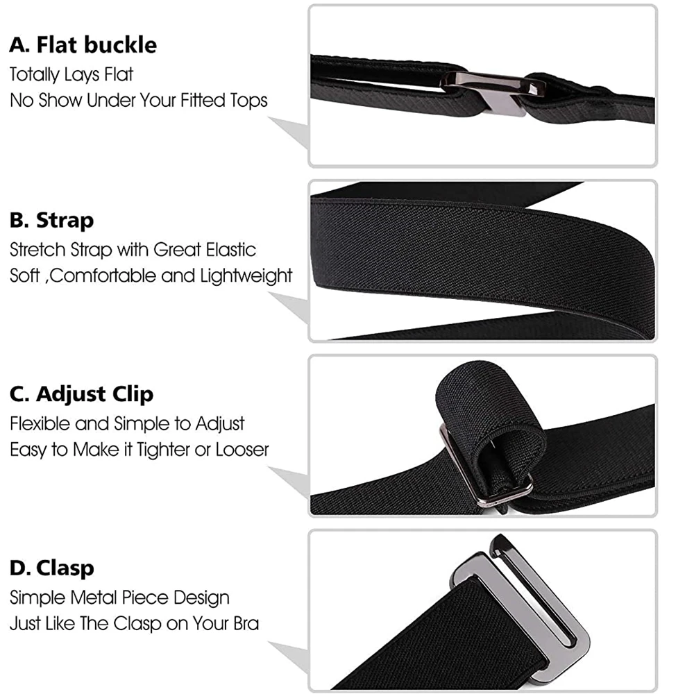 Ремень женский эластичный Alfa, невидимый эластичный пояс с пряжкой, для джинсов и штанов