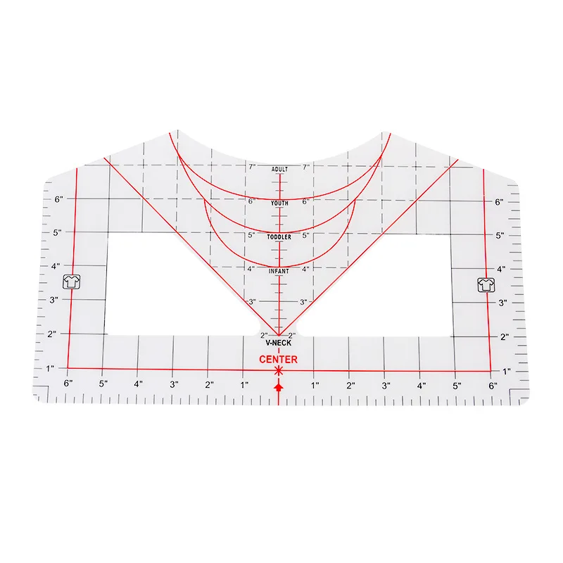 New arrivals T-Shirt Ruler Collar Measuring Ruler V-Neck Round Neck Alignment Tool  PVC clothing Ruler