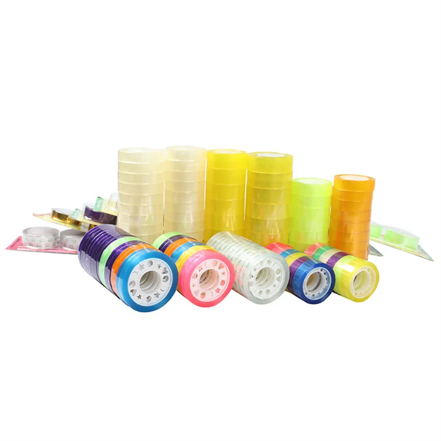 Top quality clear office Strong Adhesive Stationery tape easy to tear BOPP acrylic Transparent desk tape 11mm 12mm 18mm 24mm