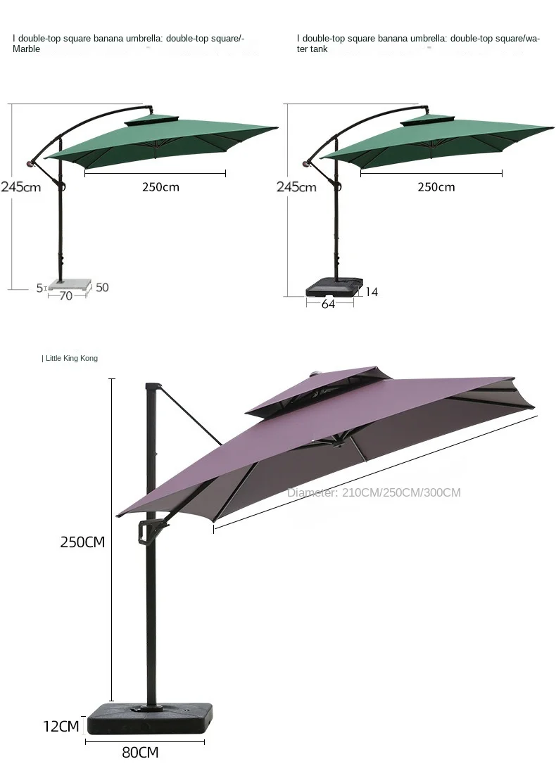 2024 Hot Selling Outdoor Patio Cantilever Sun Parasol Waterproof Garden Umbrella Outdoor With Led