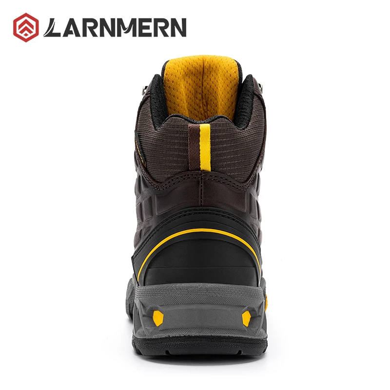 LARNMERN S3 Composite Toe Safety Boots for Men Genuine Leather Safety Work Shoes Oil Resistant Waterproof Puncture Proof EVA