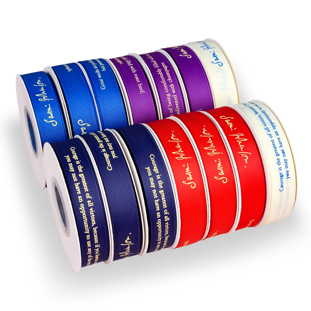 gift packaging decoration ribbon custom logo printed ribbon 1 inch  gift  with colors grosgrain satin ribbon