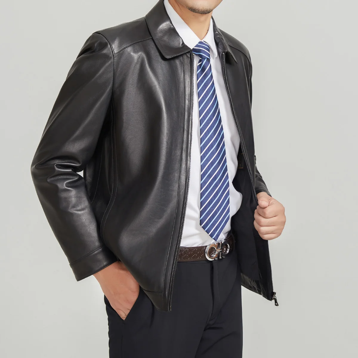 Winter Motorcycle Leather Man Sheepskin Fur Jacket Coat Women Winter Clothing