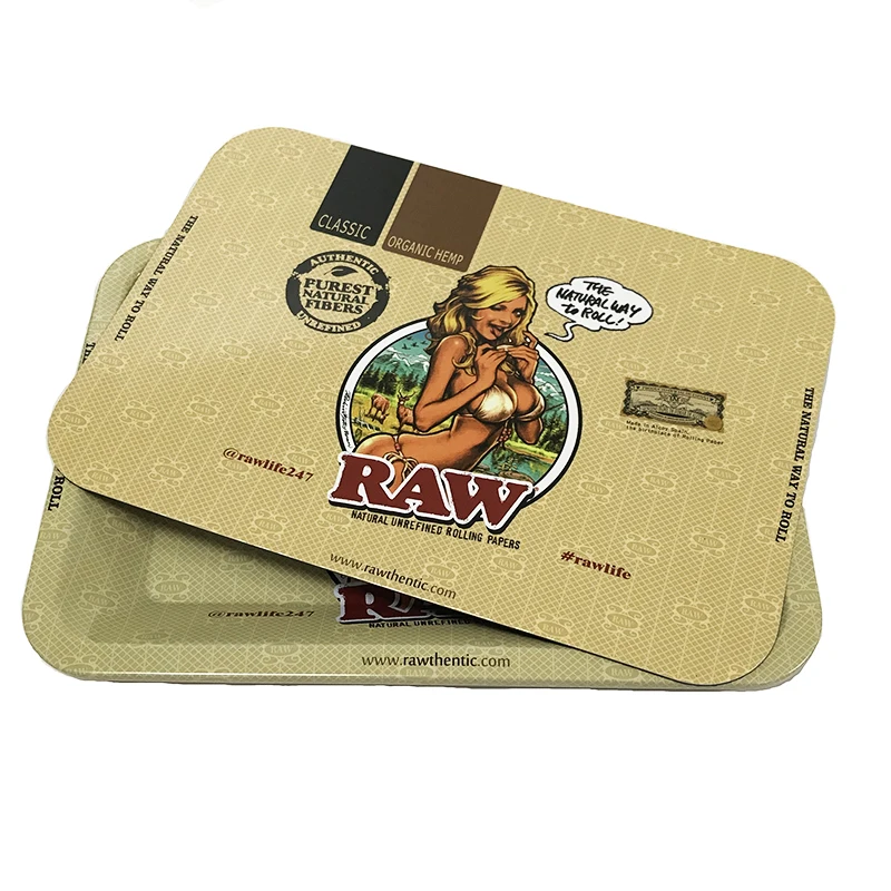 2020 New design raw/backwoods smoking accessories tray metal rolling tray with magnetic lid
