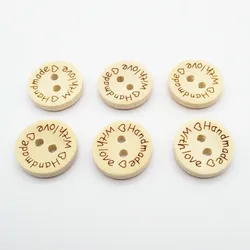 15mm and 20mm handmade withlove wood button in natural color, natural wood button