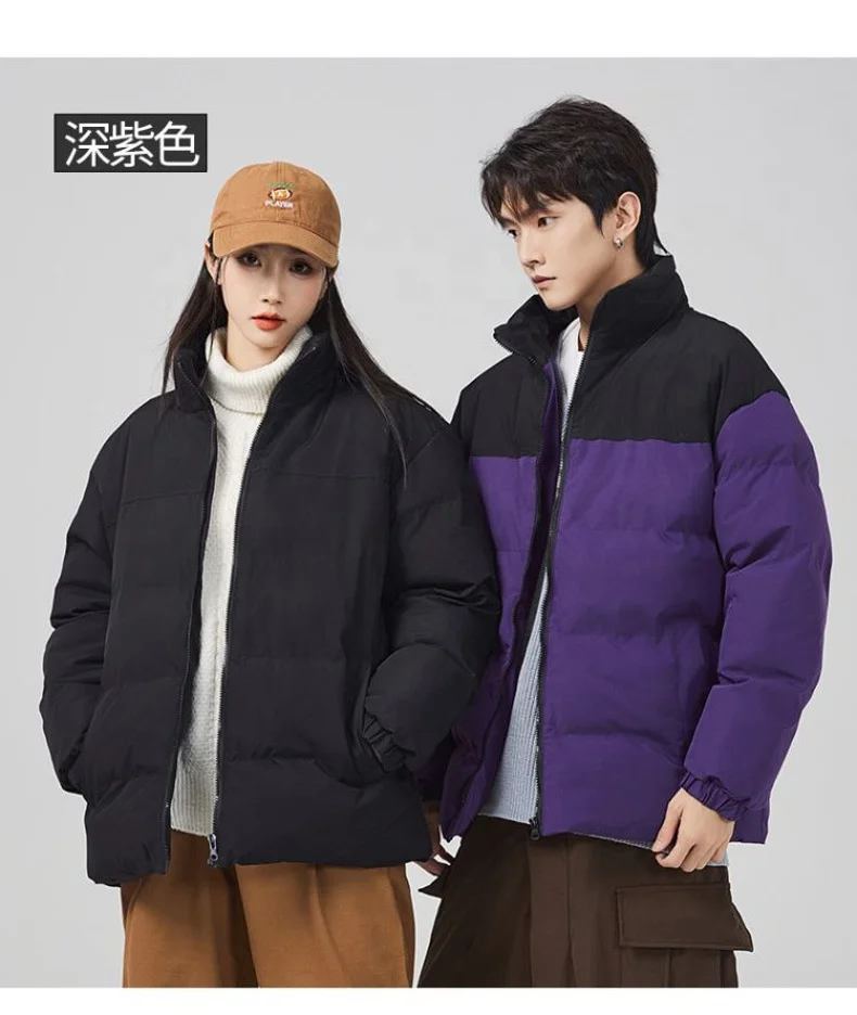2023 winter new cardigan stand collar warm windproof loose bread clothes lovers wild cotton-padded clothes.