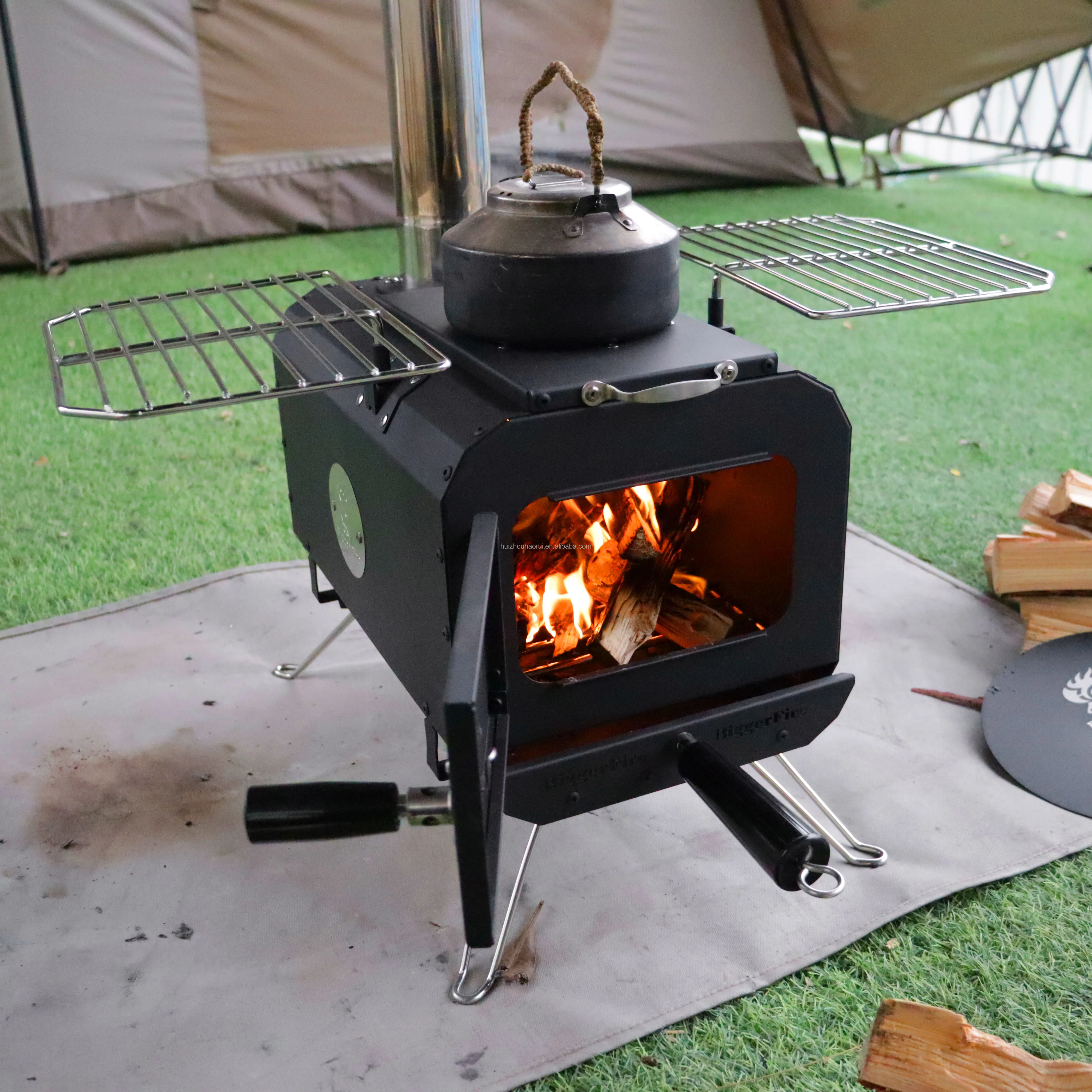 Portable Carbon Steel Outdoor Camping Tent Wood Burning Stove Multifunctional Tent Heating Stove