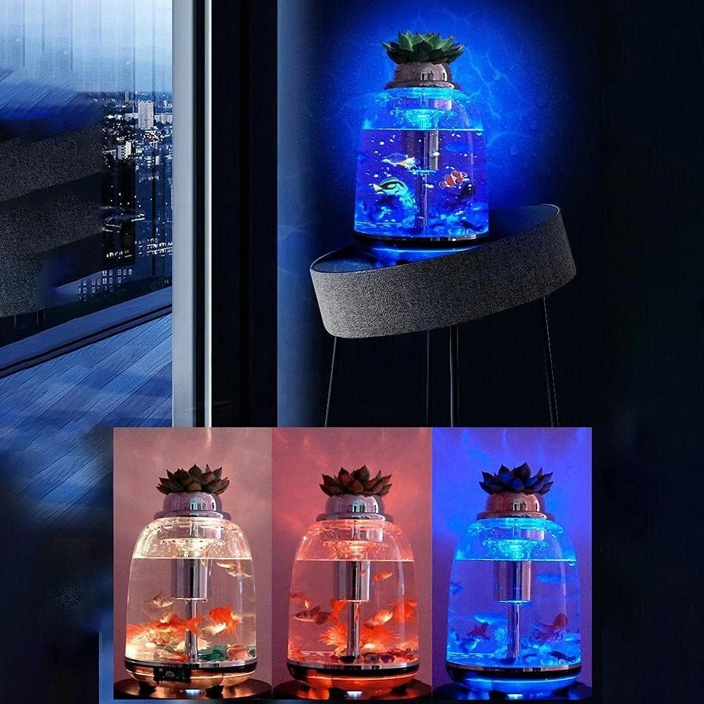 5.5L Small Aquarium Kits Desktop Room Decorations Home Office Decor Desk Aquatic Supplies Perspex Cylindrical Pet akvaryum