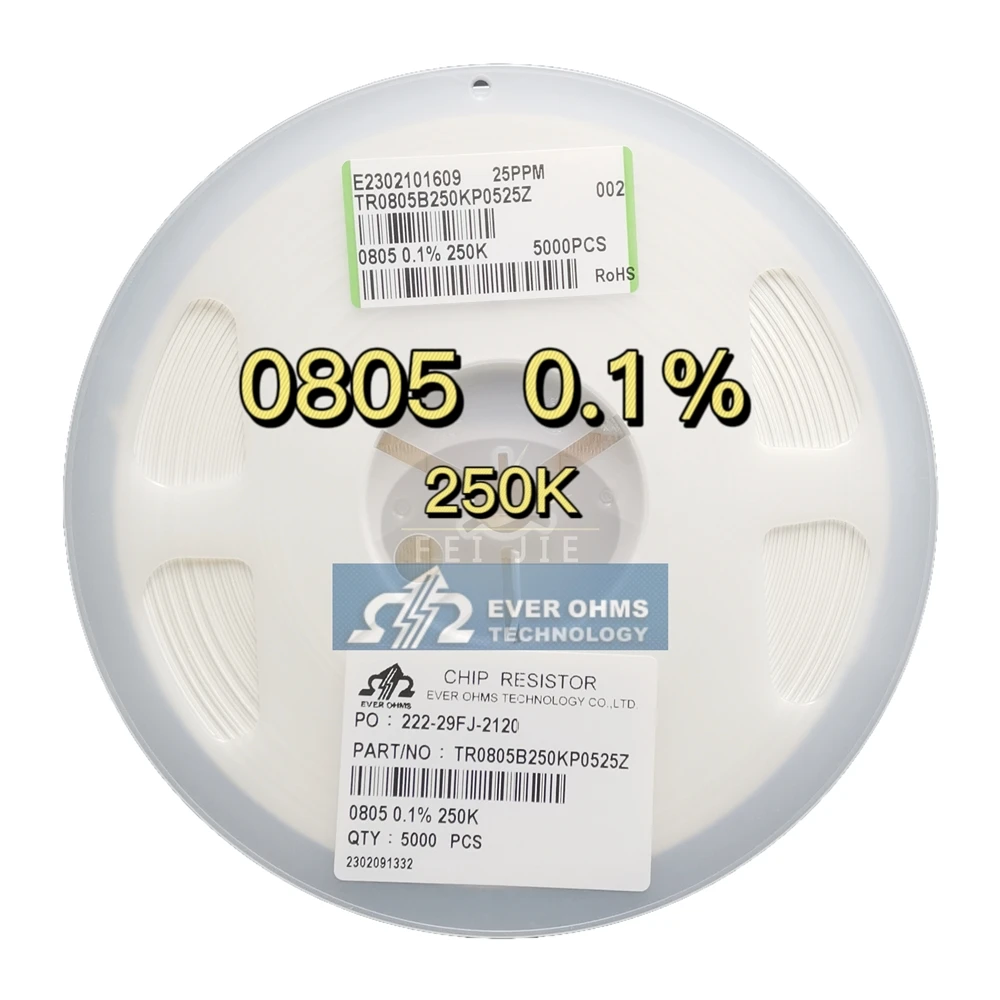 Тонкопленочный прецизионный резистор 0805-250K 0.1% 25PPM TR0805B250KP0525Z