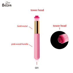 Wholesale private label lash shampoo foam cleanser reusable white rose gold wooden handle eyelash extension cleaning brush