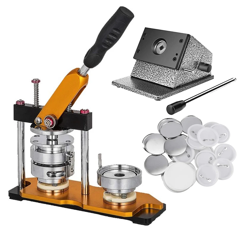 37mm badge maker shake head button Making Kit + 37mm paper cutter + 100 pieces of 37mm Dutch pin button accessories