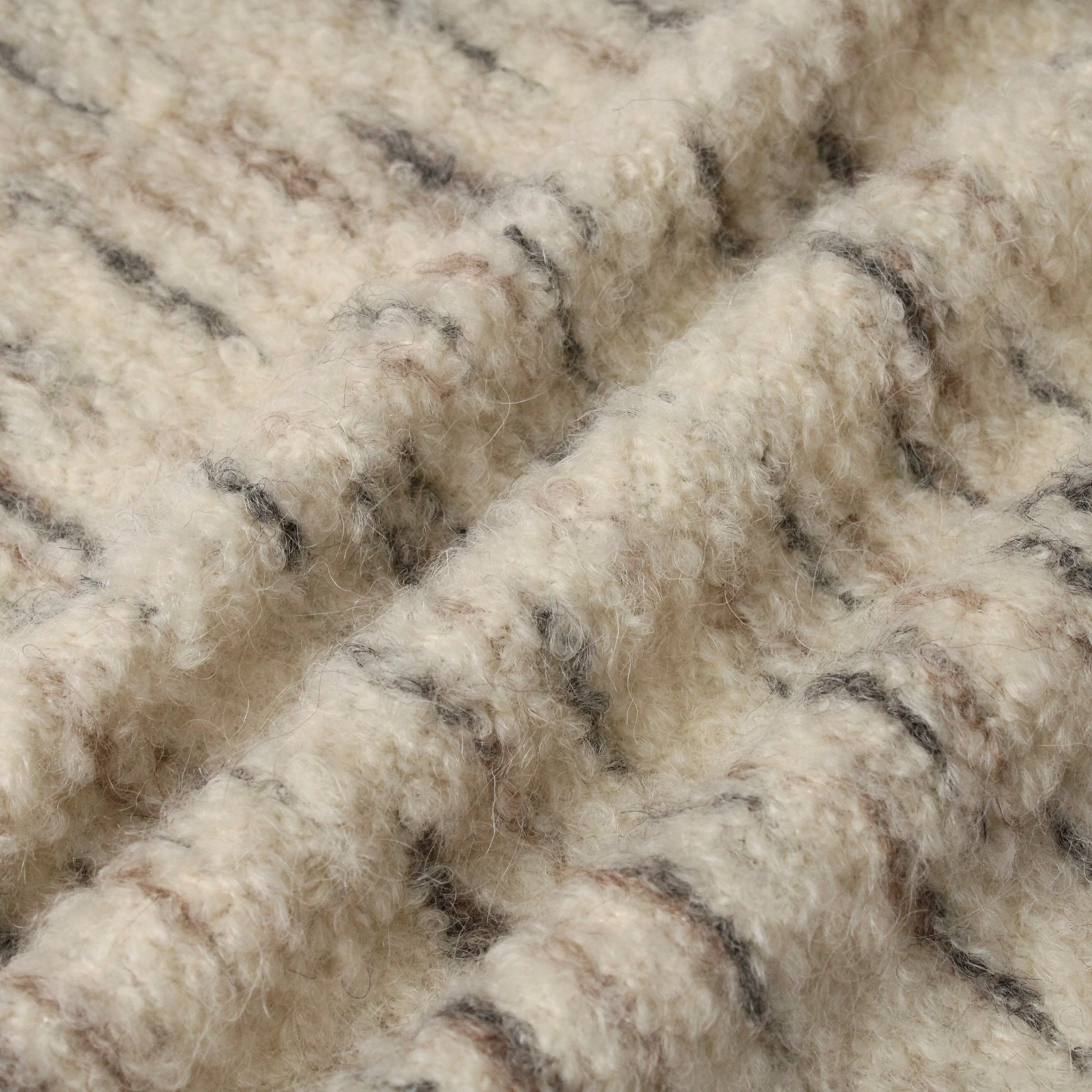 2024 Autumn Winter New Trend InStock Grey White Tiger Print 20 Alpaca 32 Wool Boucle FleeceTweed Fabric for Cashmere Coat