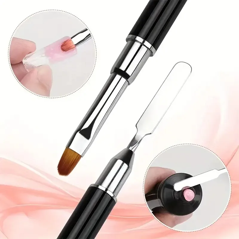 Nail Art Brush Acrylic UV GeL Extension Building Drawing Pen Brush Removal Spatula Stick Dual Ended Head Nail Pen Brush Tools