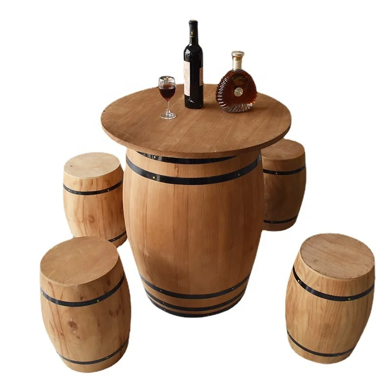 Oak barrel furniture wooden wine barrel table For Bar Home Decoration