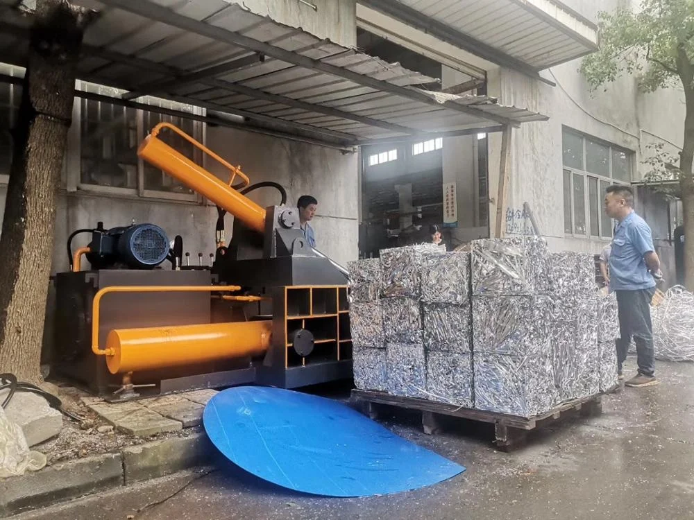 Automatic hydraulic scrap aluminum metal shavings recycle baler press machine with air cooler