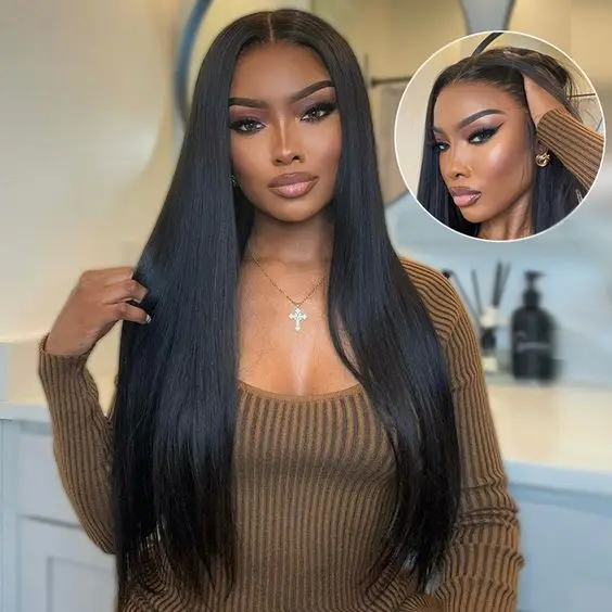 100% Human Hair Wear Go Wig Pre Plucked HD Lace Straight perruque Bleached Knots Vietnamese Hair HD Lace Front Glueless perruque