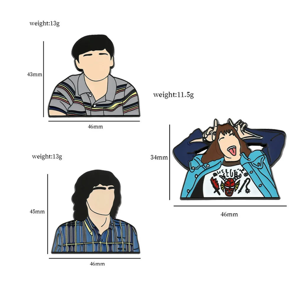 Strange things TV series brooches Hellfire club members characters badge pins