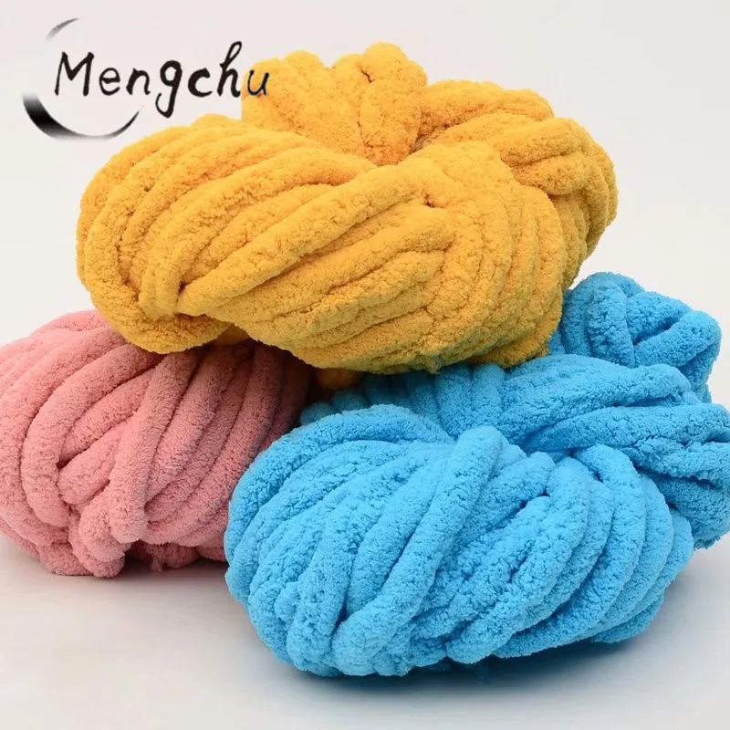 Wholesale Price Soft 35 Colors 2cm Jumbo Chunky Thick Knit Vegan Chenille Yarn Arm Knitting for
