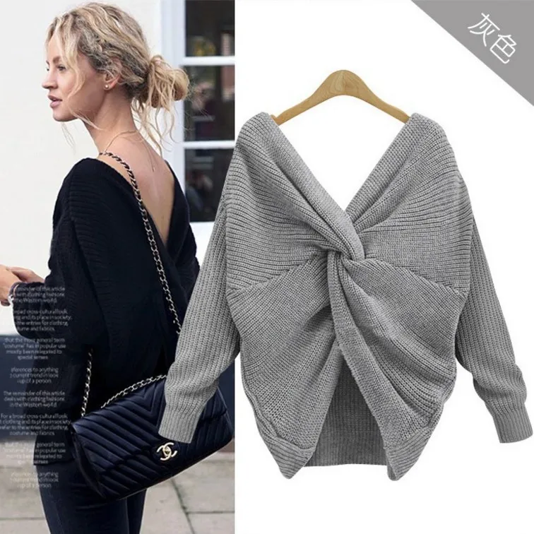 v- neck women thin tight knitwear sweater