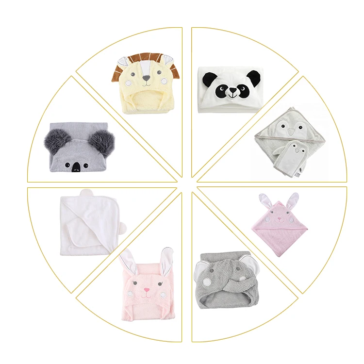 Gold Star 4 Layer,6 Layer, 8 Layer Gauze Muslin Organic Cotton Baby Hooded Bath Towel Printing Or Solid color Kid Towels