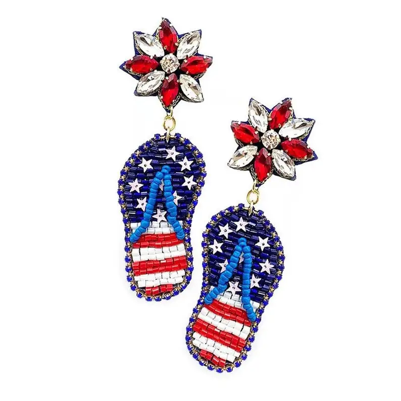 Labor Day Fourth of July  American flag Patriotic Earrings Red white and blue Handmade earrings women