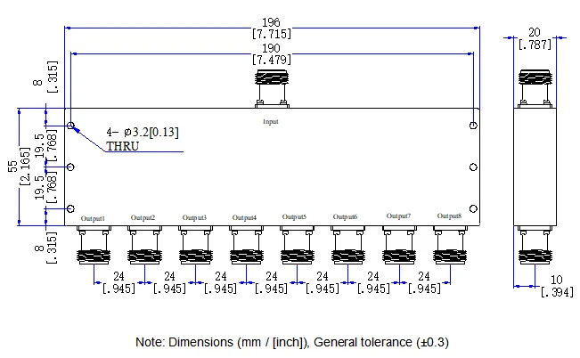 industrial 8000-12000 MHz 8 Way rf power divider N-F 8-12GHz  Wilkinson Splitter combiner microstrip Passive suppliers