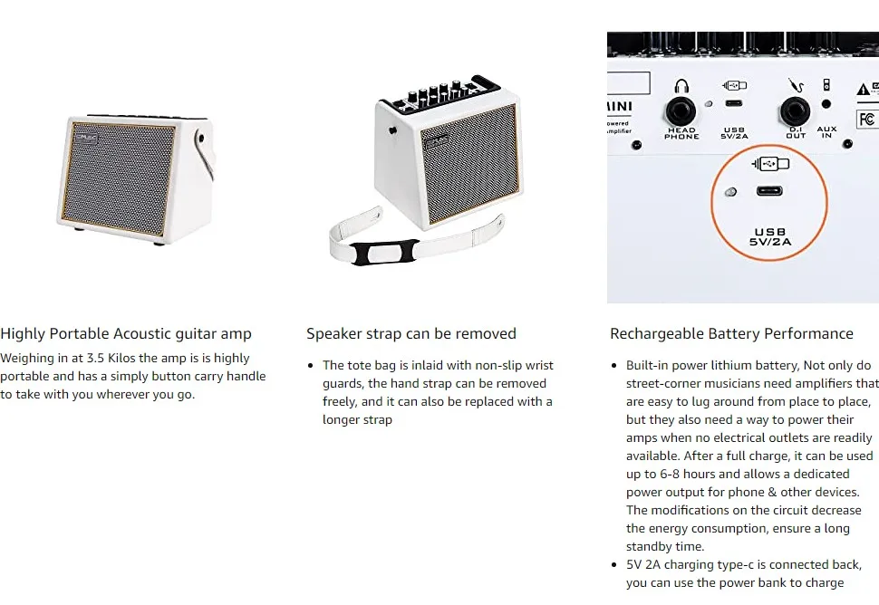 Coolmusic BPMINI Acoustic Electric Guitar Amplifier AMP Speaker Portable Bluetooth Rechargeable Ukulele Sax Violin Piano Busking