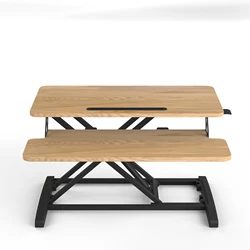AUKI 32 Inch Wooden Rising Desk Workstation Height Adjustable Desk Riser Easy To Installation Office Workstation