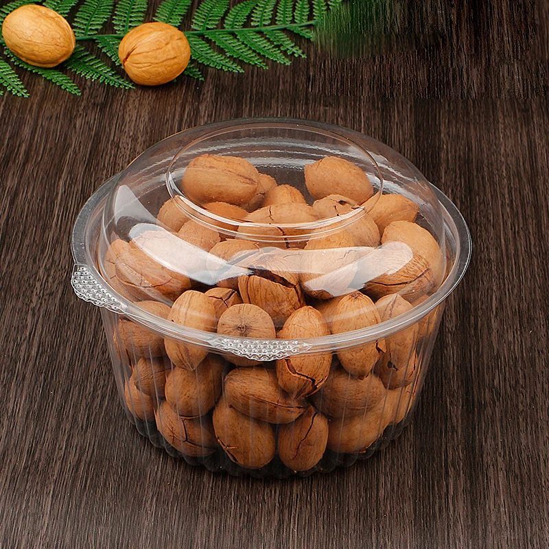 China Factory Round Disposable Transparent PET  Plastic Fruit Box Food Take-Away Box Lid Recyclable Sealed Food Container