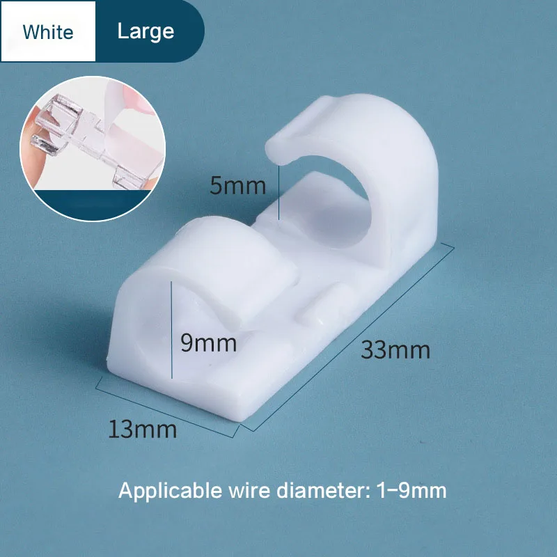 Pack of 20 Self-Adhesive Cable Clips Organizer Drop Wire Holder Cord Management Transparent