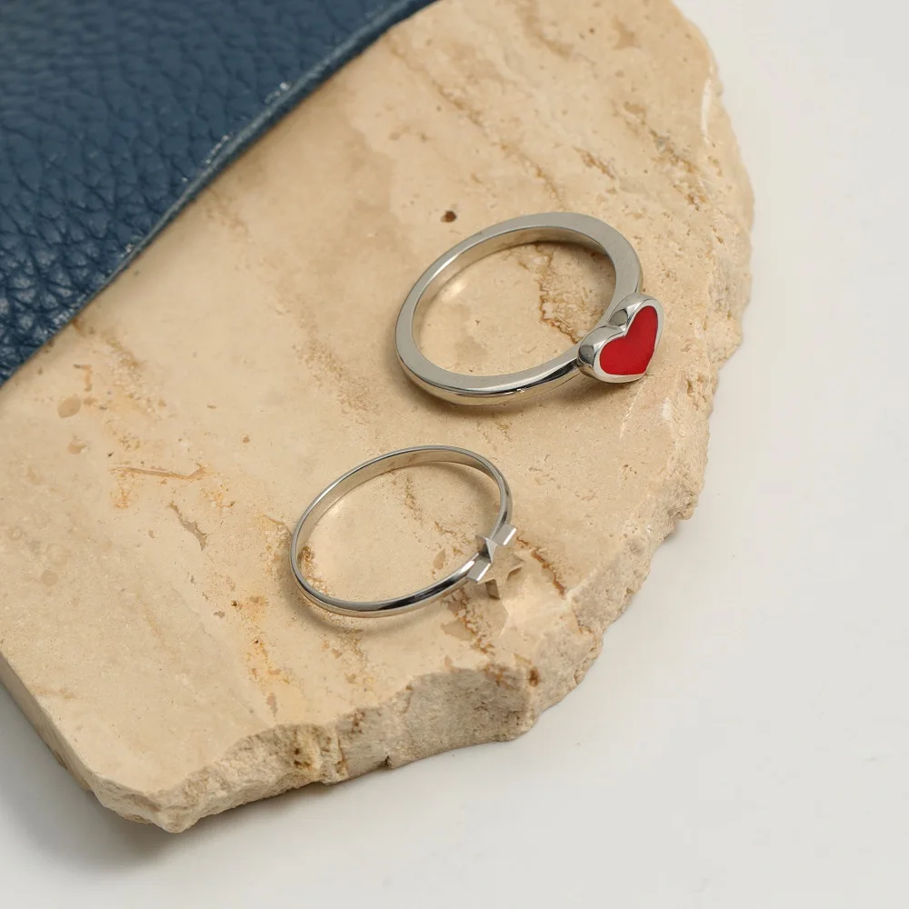 Custom Stainless Steel Stackable Eternity Tennis Iced Out Star Heart Engraved Rings Jewelry Women