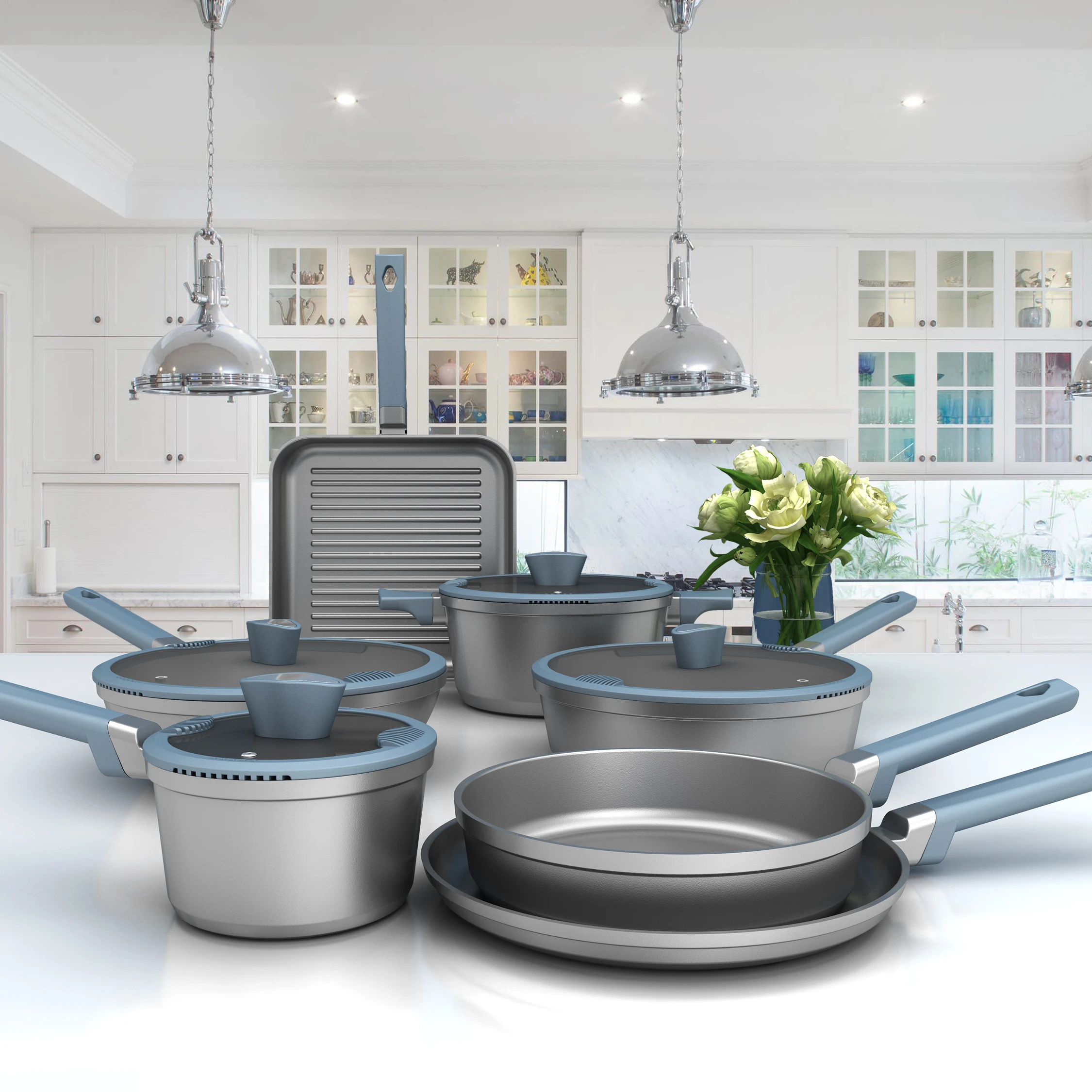 Best Selling Cooking Kitchen Cookware Die Cast Aluminium 20/24/26/28CM Non stick Frypan With Stainless rim