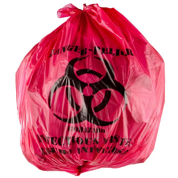 30x50cm Disposable Biohazard Plastic Poly Medical Bag for Hospital waste