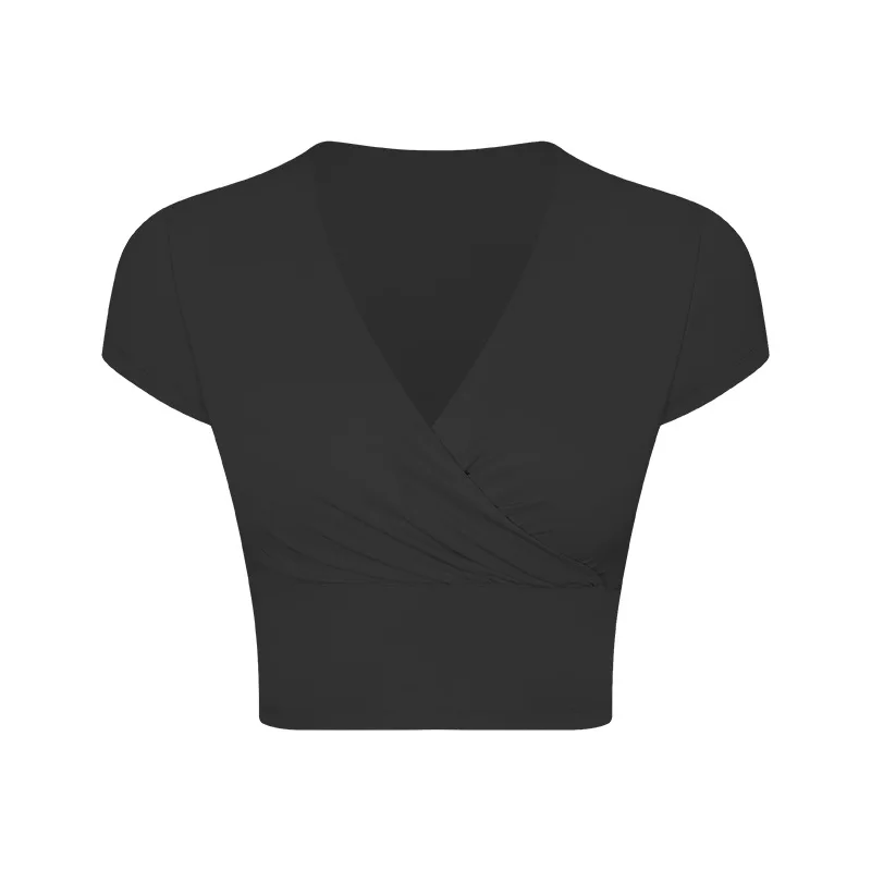 MAQVOB New Zero Sense Cross Front Fold Yoga Dress Personality Fashion All Fitness Sports Short Sleeve Bra