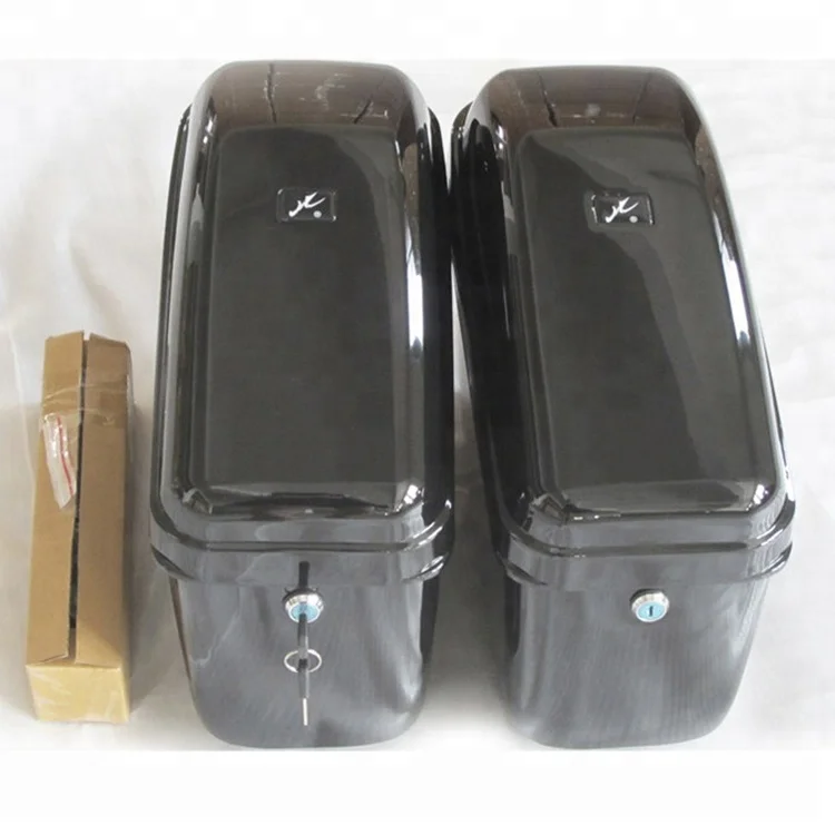Black Motorcycle touring Cruiser Hard Trunk Saddle Bag Luggage case for kawasaki