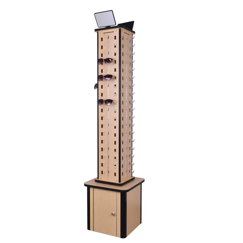 72 пары оптических стеллажей для очков, четырехсторонняя деревянная подставка для очков, вращающаяся подставка для солнцезащитных очков с зеркалом