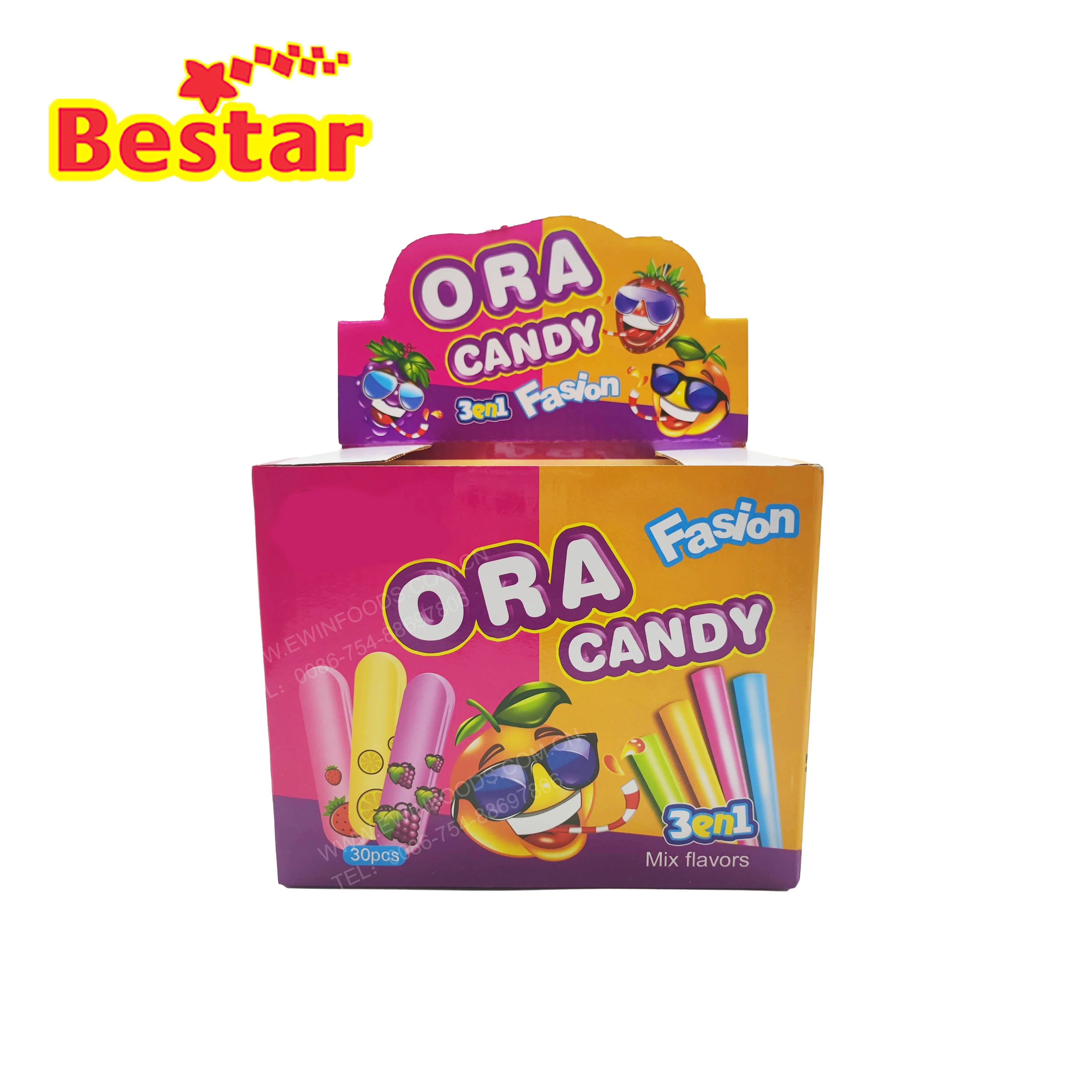 3 in 1 candy mix flavor sour candy stick sour powder candy CC stick hot selling product