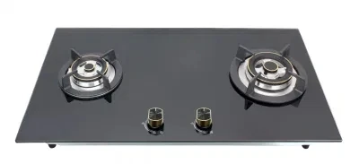 Black Burner Gas Stove with Mirror Finish Flat Shape Cooking Appliance