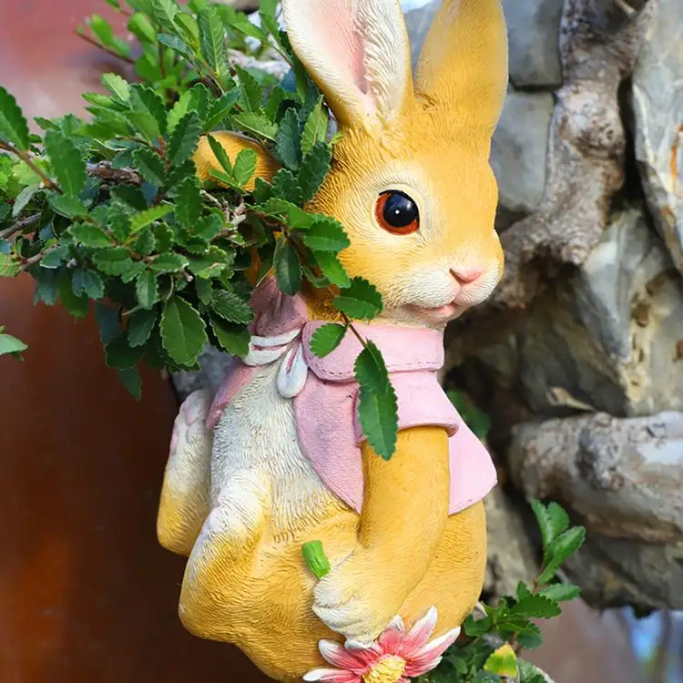 
Garden Small Animal Rabbit Decoration Resin Crafts Statues Creative Outdoor Garden Courtyard Cute Cartoon Animal Rabbit Pendant 