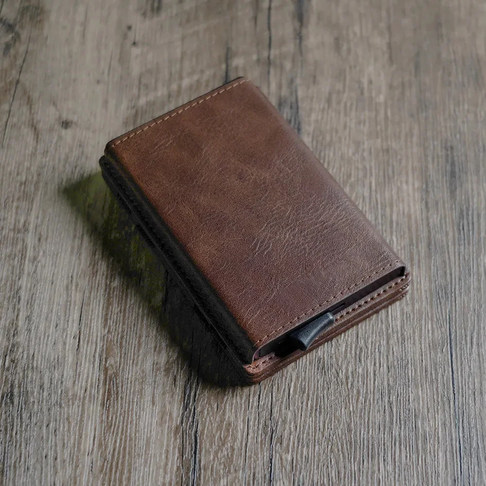 Leather Magic Wallets for men Super Slim Mens Leather pop up case wallet