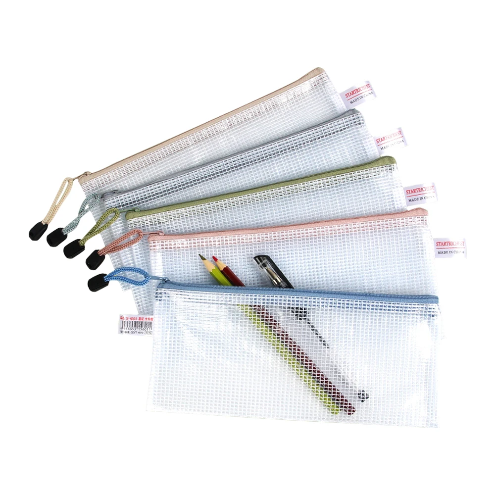 Transparent PVC Office Supplies Bags A6 Size Custom Logo Zipper Clear Plastic Bag Pencil Case for School Tools