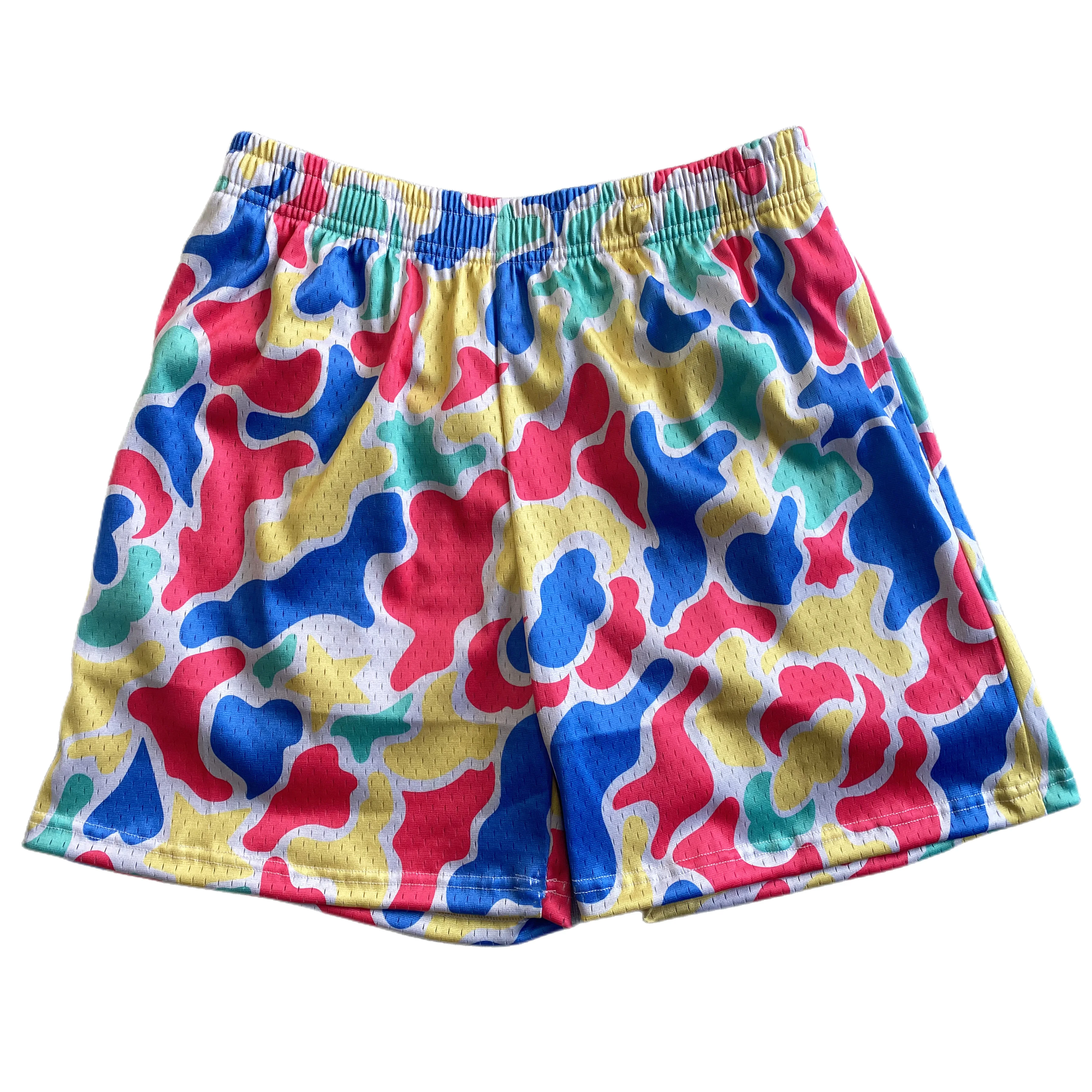 Men Active Wear All Over Print Above the Knee 5 Inch Inseam Custom Sublimation Streetwear Double Layer Basketball Mesh Shorts