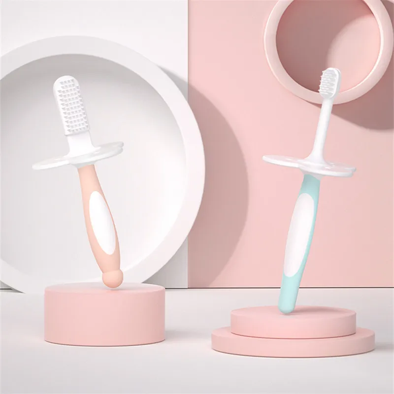 Double sides infant tooth brush BPA free toddler teeth brush with anti choke guard