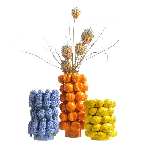 Orange Lemon ceramic flower pot Strawberry Vase home decor fruit vase for living room and garden decor