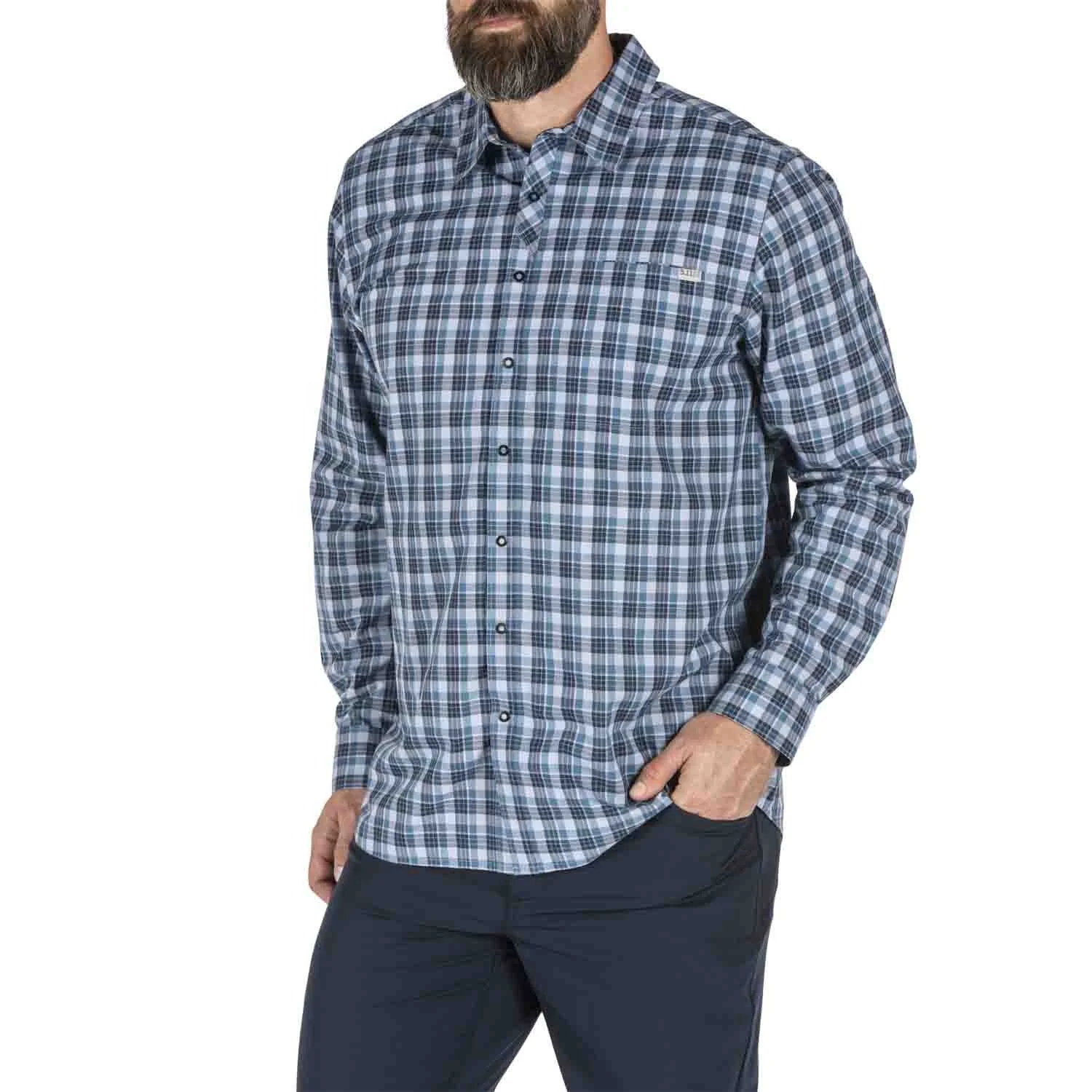 custom wholesale 60% cotton and 40% polyester Tactical Echo Long Sleeve Shirt with woven label