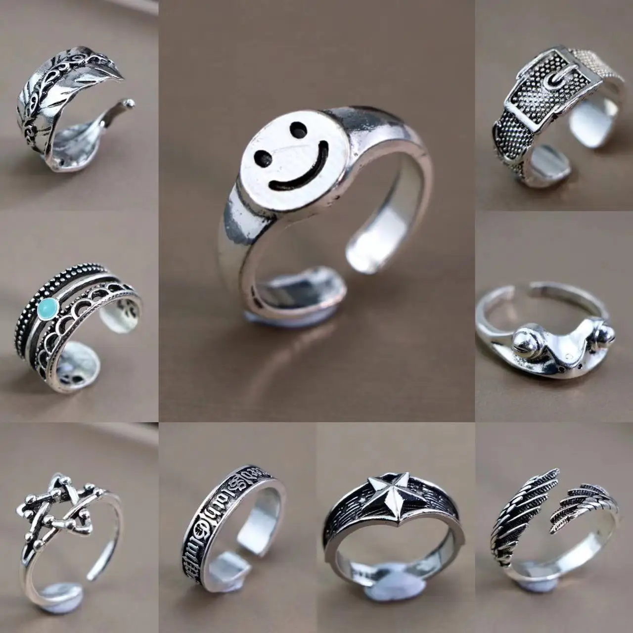 New Arrival Fashion Hip-Hop Christ Praye Chunky Various Shape Ring Skull Dragon Retro Punk Style Rings For Men