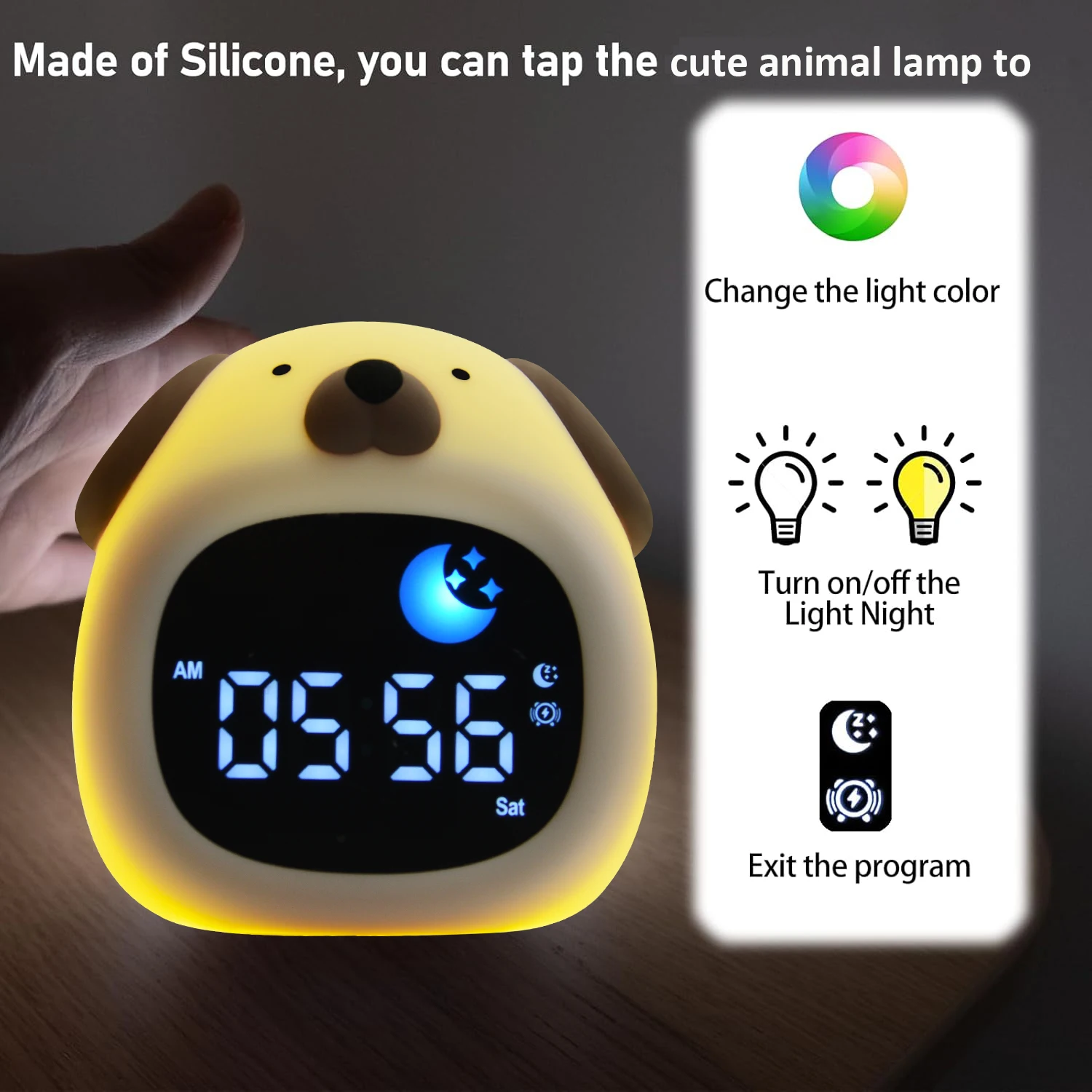 Kids Alarm Clock,Toddler Sleep Training Clock with Night Lights,Sound Machine,Gift Idea for Children Kids Toddler Boy Girl